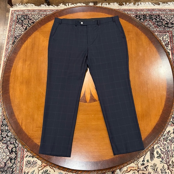 Lauren Ralph Lauren Wool Blend 2-Piece Suit Navy Blue Windowpane Plaid 50R 40x30 - Picture 5 of 16